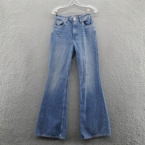 Levis 70s High Flare Jeans 25 Blue Womens Medium Wash Denim Boho Cotton Lyocell